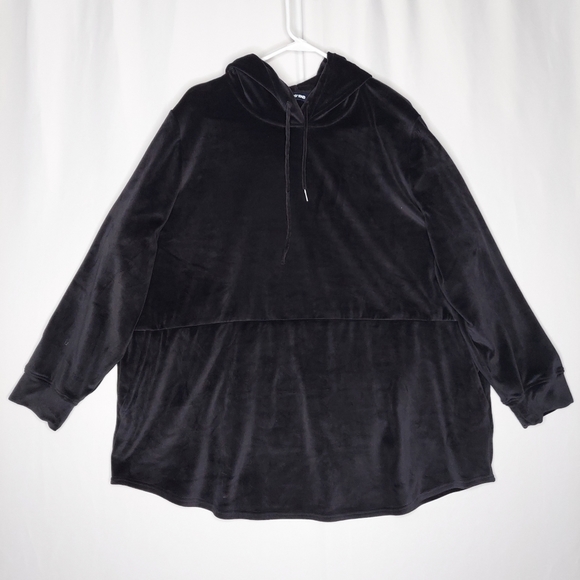 Lands' End Tops Lands End Velour Hoodie 3x Women Pocket Drawstring Pullon Fleece Faux Fur